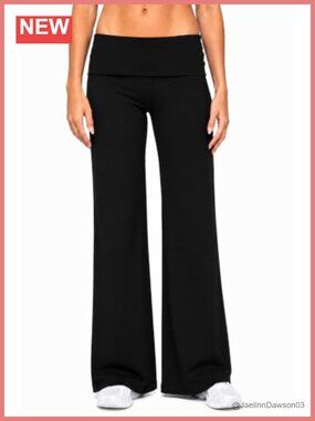 Sunzel Fold Over Wide Leg Yoga Pants Stretch Lounge